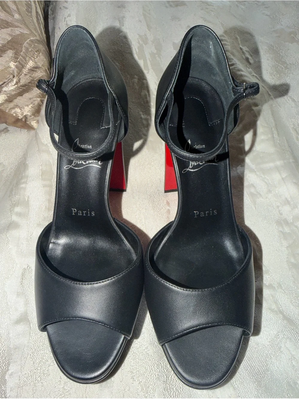 Auth Christian Louboutin Sandaloo  130 mm Strappy sandals -size 39 NWOT black